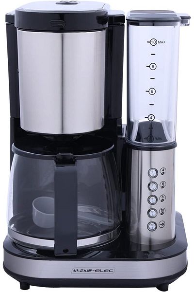 ALSAIF ELEC Saif 1.25L 800W Coffee Maker, Shiny Silver