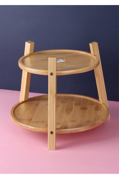 Single Διώροφος οργανωτής παρουσίασης από μπαμπού Νέο μοντέλο υψηλής ποιότητας