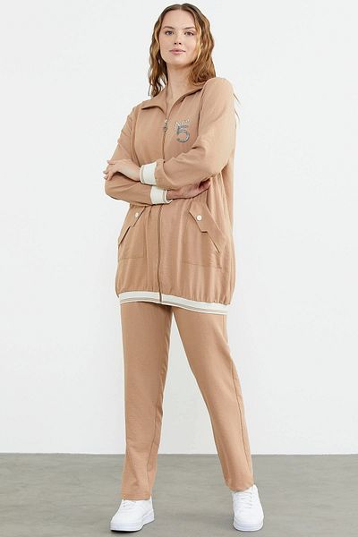 Beruflic Simente 76326 Shawl Collar Zippered Crepe Suit