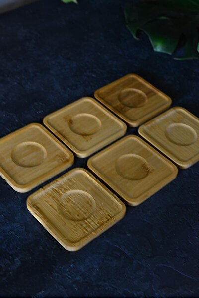şirin eşyalarım 6 Pieces Square Bamboo Tea Plate