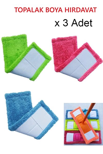 Genel Markalar 3 Adet 40 Cm Karışık Renk Mop Yedek Bezi Mikrofiber Mop Bezi M...