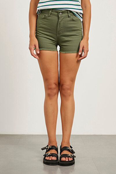 Arma Life Жіночі шорти з високою талією, кишенями, хакі, літні