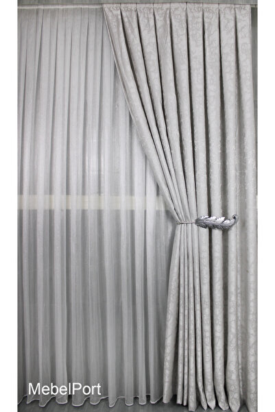 MebelPort Curtain نمط شاطئ جاكار فونك لـ 1/3 كورنيش تردد (جناح واحد)