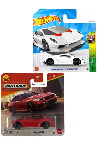 HOT WHEELS 2 Araç Set - Lamborghini Sesto Elemento & Matchbox 2023 Bmw M2 (1/64)