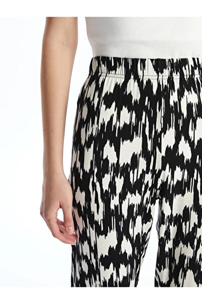 LC Waikiki LCWAIKIKI Classic Siyah Beli Lastikli Desenli Kadın Pantolon