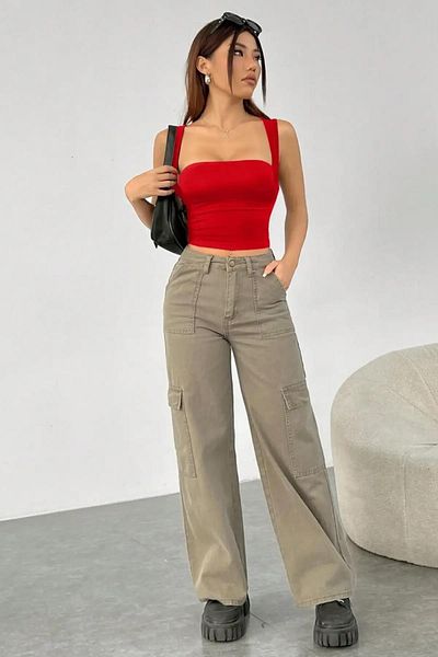 World Fashion Trends Square Neck Stretchy Crop Blouse Wft7080