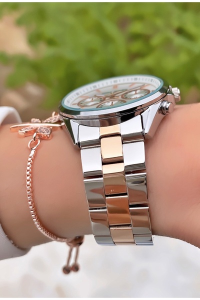 Tom Jones علامة تجارية صفراء فضية اللون مع تقويم للساعة النسائية - سوار مع هدية