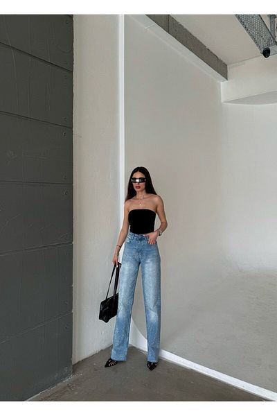 D'RECCY Women's Stone Shiny Jeans Pants