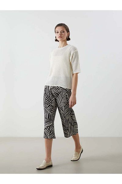 LC Waikiki LCWAIKIKI Classic Μαύρο Γυναικείο Κάπρι με ελαστική μέση