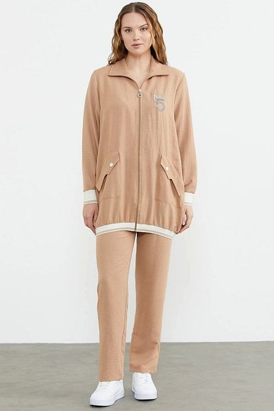 Beruflic Simente 76326 Shawl Collar Zippered Crepe Suit