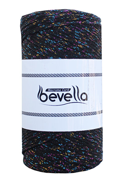 Bevella Macrame Cord Simli 200 gr 2 Mm Multi Sim Polyester Makrome Ipi, Simli Çanta, Supla Ipliği