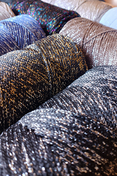 Bevella Macrame Cord 200 Gr 2 mm Silver Black Polyester Macrame Thread, Glitter Bag and Backing Thread