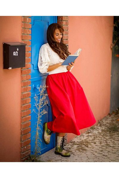 Gülmude Long Double Pocket Poplin Elastic Waist Skirt Unlined (90 cm)