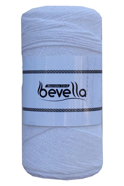 Bevella Macrame Cord Ασημί Οπτικό Λευκό 200 gr Βαμβακερή Αλυσίδα Βαμβακερή Κλωστή Τσάντας Supla Yarn