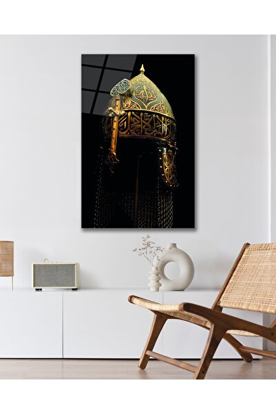 Çağ Baskı Fatih Sultan Mehmet Miğfer Cam Tablo Modern Ev Ofis Salon Duvar Oda...