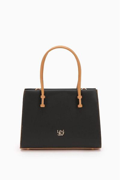 Levidor Black-Camel Multi-Compartment Handbag