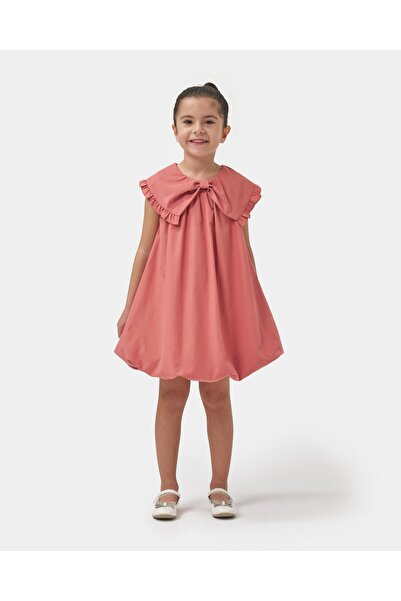 Magu Girl's Cotton Bow Collar Balloon Skirt Dress
