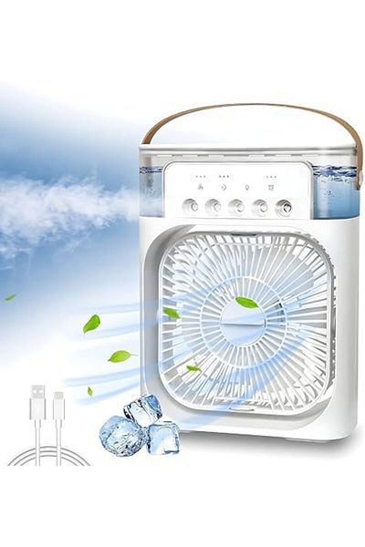Others Portable Air Conditioner Fan | Small Air Cooler | Evaporative Air Cooler | Mini Mist Fan with 7 LED