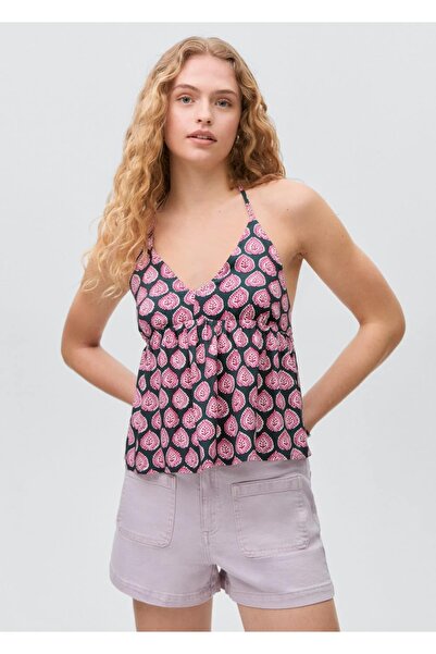 Mango Teen Kuşaklı desenli bluz