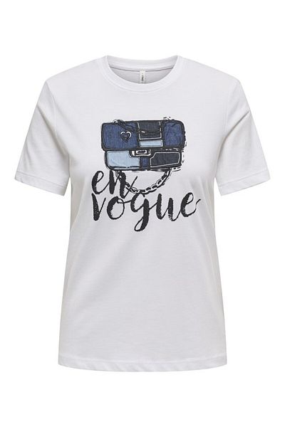 ONLY Tricou alb pentru femei Onlememi Reg S/s Brightbag Unife Top Jrs