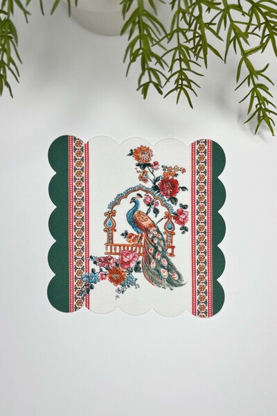 Genel Markalar Etnik Bordürlü ve Tavuskuşu Tasarımlı Lazer Kesim Kokteyl Peçe...