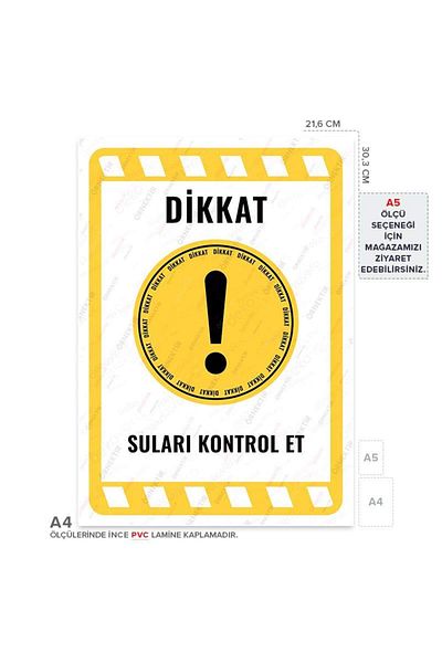 Posterya Ul02209-A4 - Check Water Control Warning Sign (21.6×30.3cm)