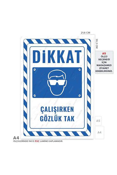 Posterya Ul02736-A4 - Glasses to Wear While Working Warning Sign (21.6×30.3cm)