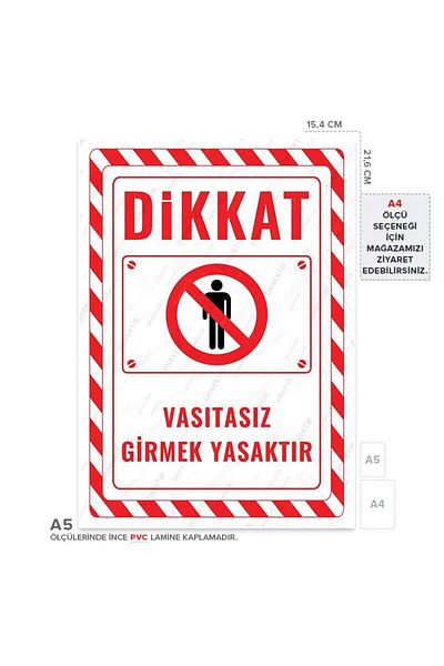 Posterya Ul02647-A5 - It Is Forbidden to Enter Without Means Warning Sign (15,4×21,6cm)