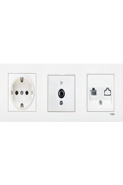 VİKO Torunoğlu Elektronik Viko Square Series Grounded Socket Ef Sat Socket Data Telephone Socket 3 Cerceve