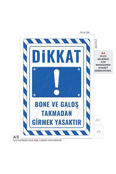 Posterya Ul02805-A5 - It Is Forbidden to Enter Without Wearing a Bonnet and Galoshes Warning Sign (15,4×21,6cm)