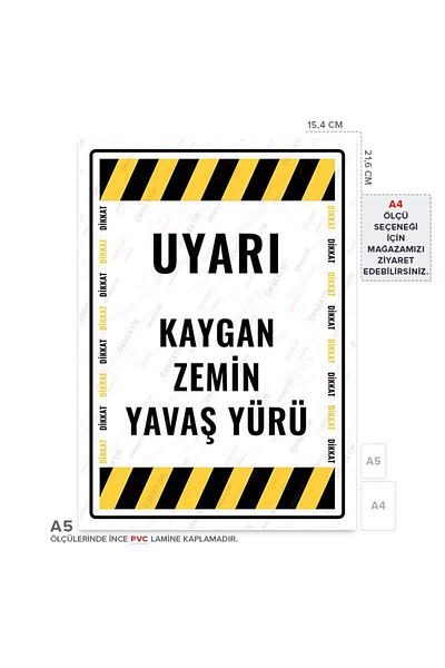 Posterya Ul01698-A5 - Slippery Floor Slow Walking Warning Sign (15,4×21,6cm)