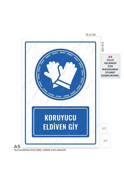 Posterya Ul01142-A5 - Protective Glove Wear Warning Sign (15,4×21,6cm)