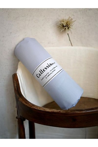 CollessiaHome 100% Cotton Satin Fitted Single Sheet Set - Light Blue