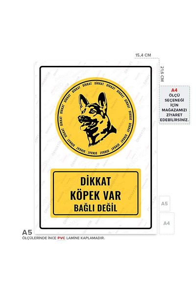 Posterya Ul01500-A5 - Caution Dog Not Tied Warning Sign (15,4×21,6cm)