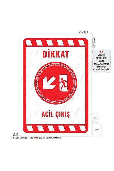 Posterya Ul02282-A4 - Emergency Exit Left Direction down Warning Sign (21.6×30.3cm)