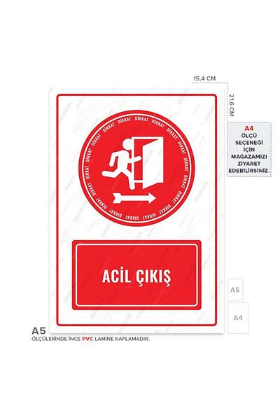 Posterya Ul01618-A5 - Emergency Exit Right Direction Warning Sign (15,4×21,6cm)