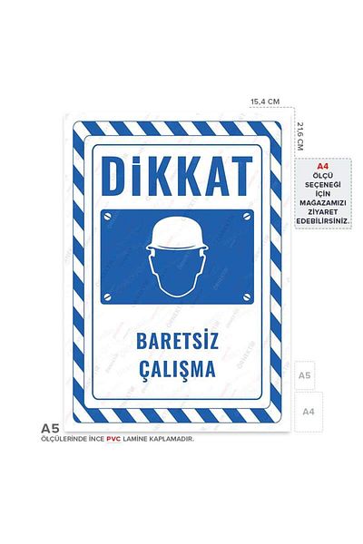 Posterya Ul02725-A5 - Work Warning Sign Without Helmet (15,4×21,6cm)