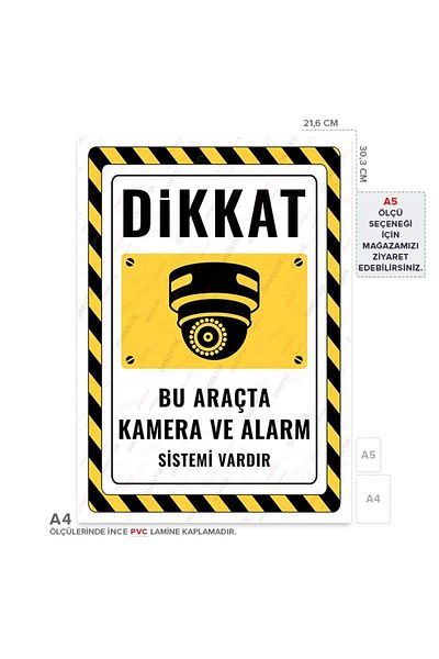 Posterya Ul02548-A4 - There Is a Camera and Alarm System in This Vehicle Warning Sign (21.6×30.3cm)