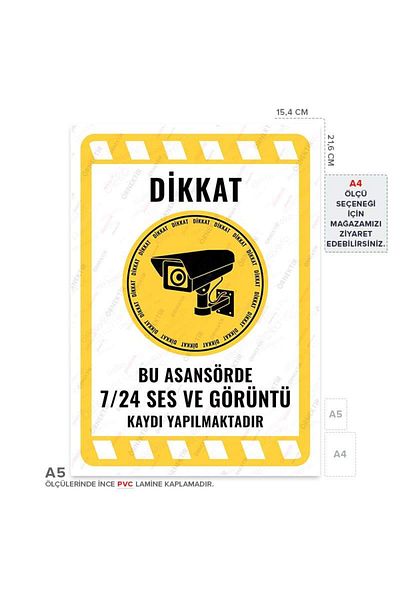 Posterya Ul02081-A5 - Audio and Video Recording Is Taking Place in This Elevator 24/7 Warning Sign (15,4×21,6cm)