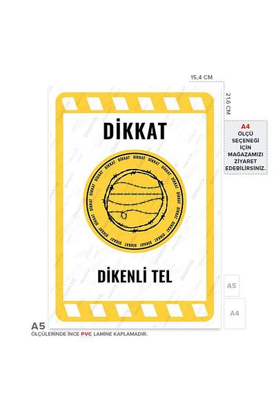 Posterya Ul02187-A5 - Barbed Wire Warning Sign (15.4×21.6cm)