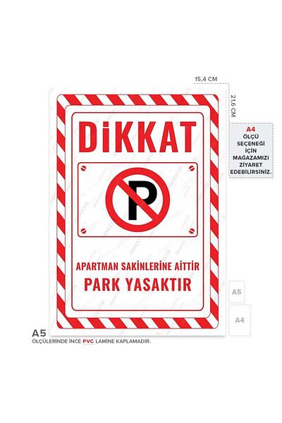 Posterya Ul02708-A5 - Warning Sign for Apartment Residents, Parking Prohibited (15,4×21,6cm)
