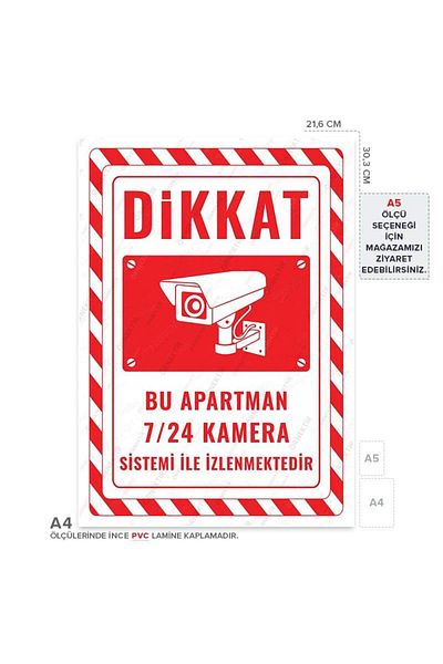 Posterya Ul02465-A4 - This Apartment Is Monitored 24/7 with Camera System Warning Sign (21.6×30.3cm)