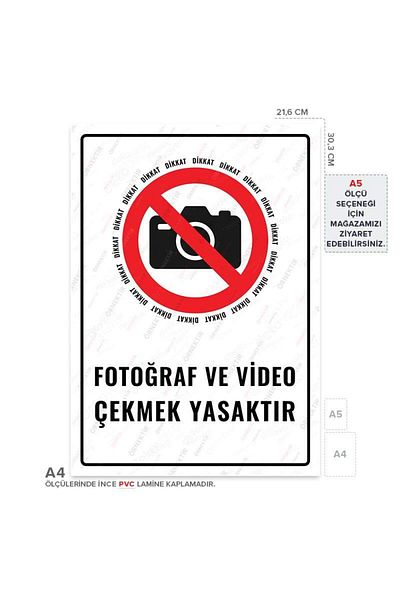 Posterya Ul01554-A4 - Photography and Video Shooting Prohibited Warning Sign (21.6×30.3cm)
