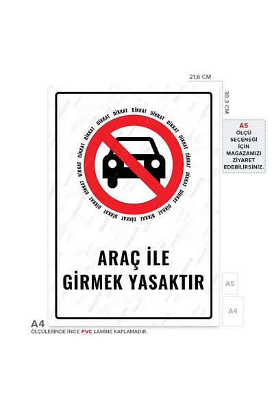 Posterya Ul01582-A4 - It Is Forbidden to Enter with a Vehicle Warning Sign (21,6×30,3cm)