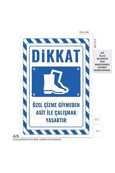 Posterya Ul02786-A5 - It Is Forbidden to Work with Acid Without Wearing Special Boots Warning Sign (15,4×21,6cm)