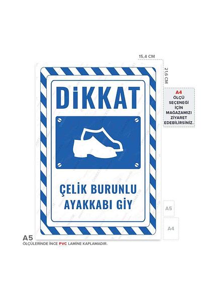 Posterya Ul02769-A5 - Steel Toe Shoes Wear Warning Sign (15,4×21,6cm)