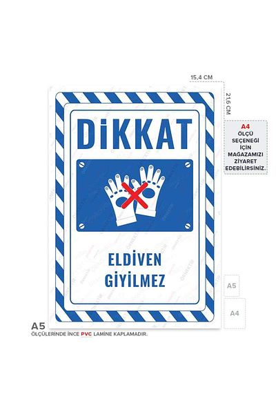 Posterya Ul02383-A5 - No Gloves Warning Sign (15,4×21,6cm)