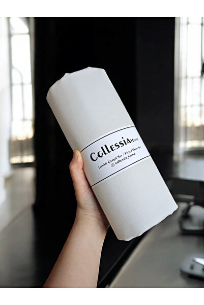 CollessiaHome 100% Cotton Satin Fitted Single Bed Sheet Set Stone Needle Production