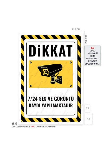 Posterya Ul02558-A4 - Attention 24/7 Audio and Video Recording Warning Sign (21.6×30.3cm)