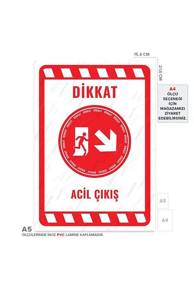 Posterya Ul02286-A5 - Emergency Exit Right Direction down Warning Sign (15,4×21,6cm)